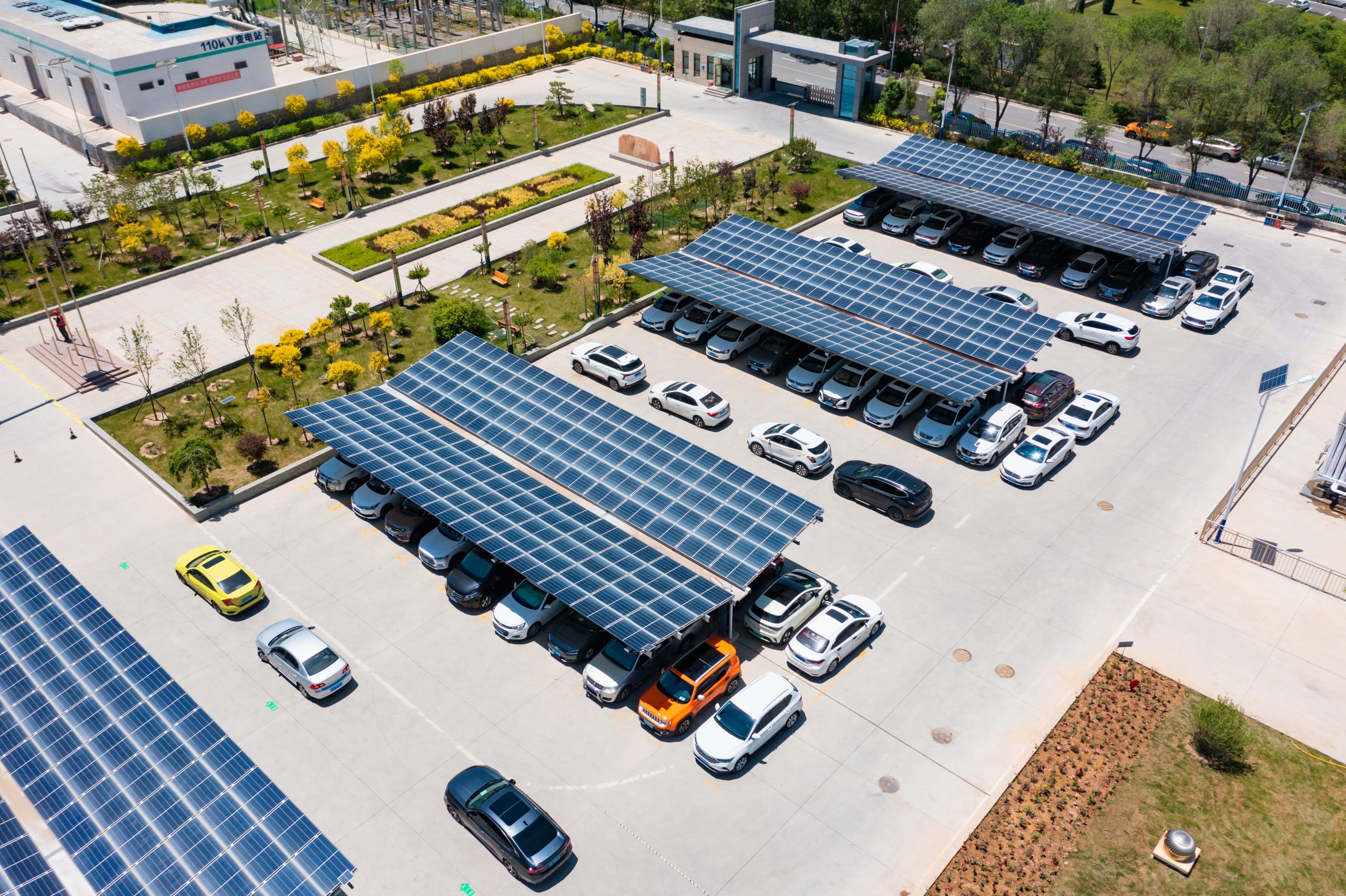 Aerial View of Solar Parking Shed
